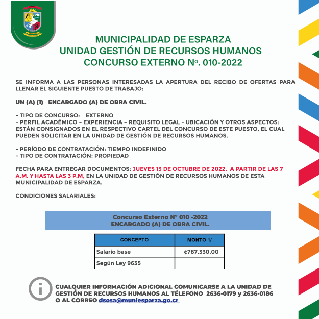 ENCARGADO (A) DE OBRA CIVIL 010-2022